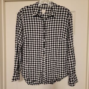 a new day Black and White Checkered Women's Button Down Shirt
